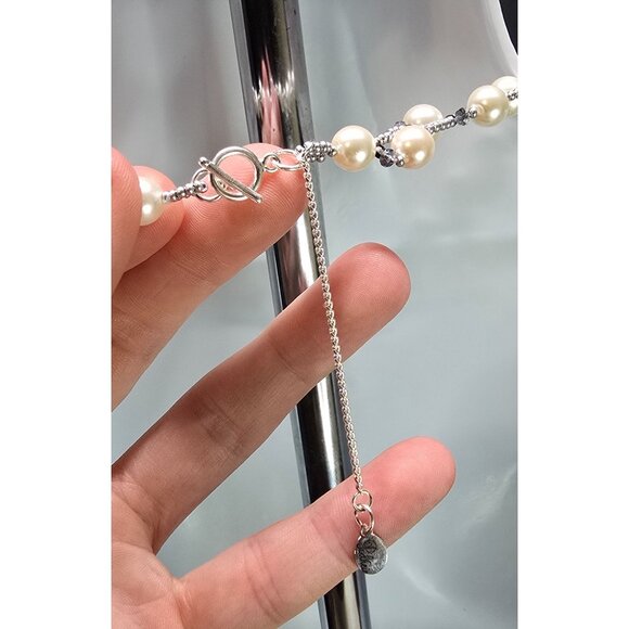 Handcrafted .925 Sterling Silver Glass Pearl Monochrome Dragonfly Pendant Unique - Picture 6 of 11